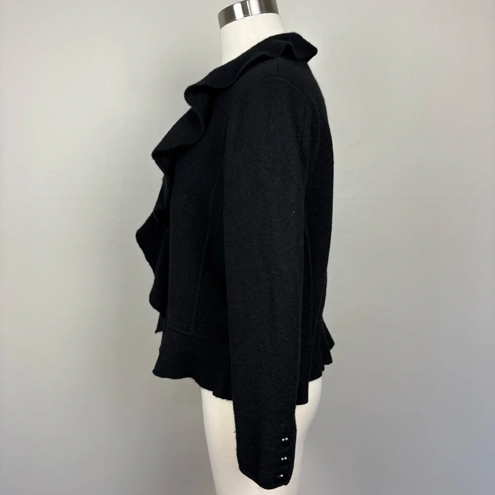 Jones New‎ York Petite Collection Wool Jacket Size M Black Ruffled Work Church